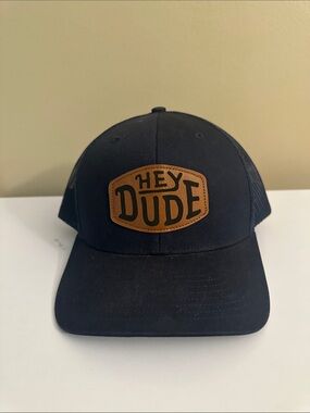 Hey Dude Black Trucker Hat with Brown Logo Patch